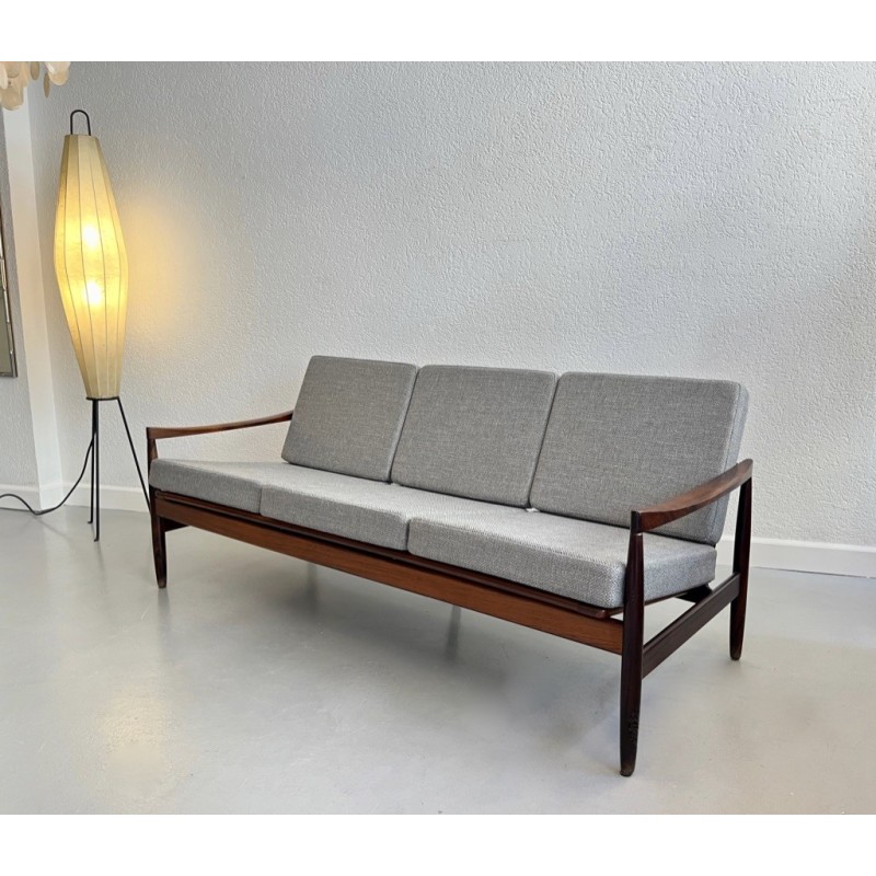 Vintage rosewood 3-seater sofa by Kai Kristiansen for Skive Mobelfabrik, Denmark 1950