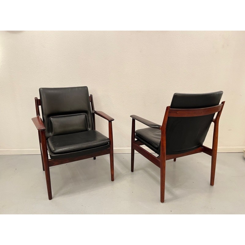 Pair of vintage rosewood armchairs by Arne Vodder for Sibast, Denmark 1950