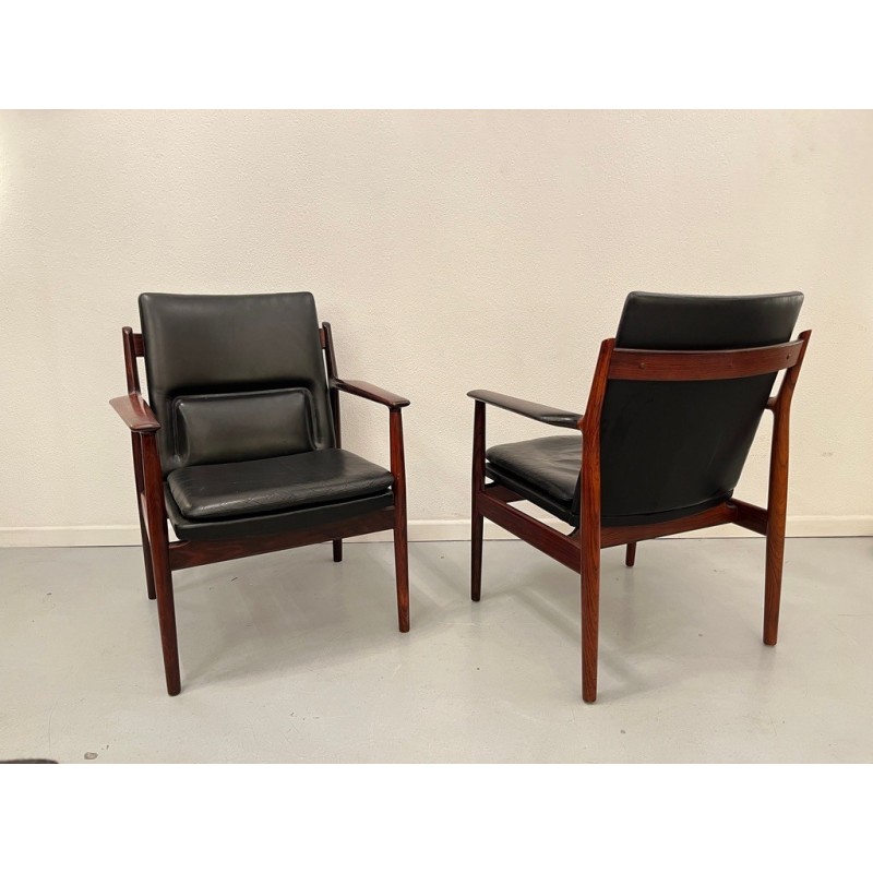 Pair of vintage rosewood armchairs by Arne Vodder for Sibast, Denmark 1950