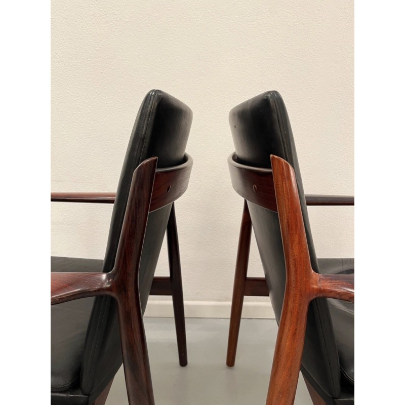 Pair of vintage rosewood armchairs by Arne Vodder for Sibast, Denmark 1950