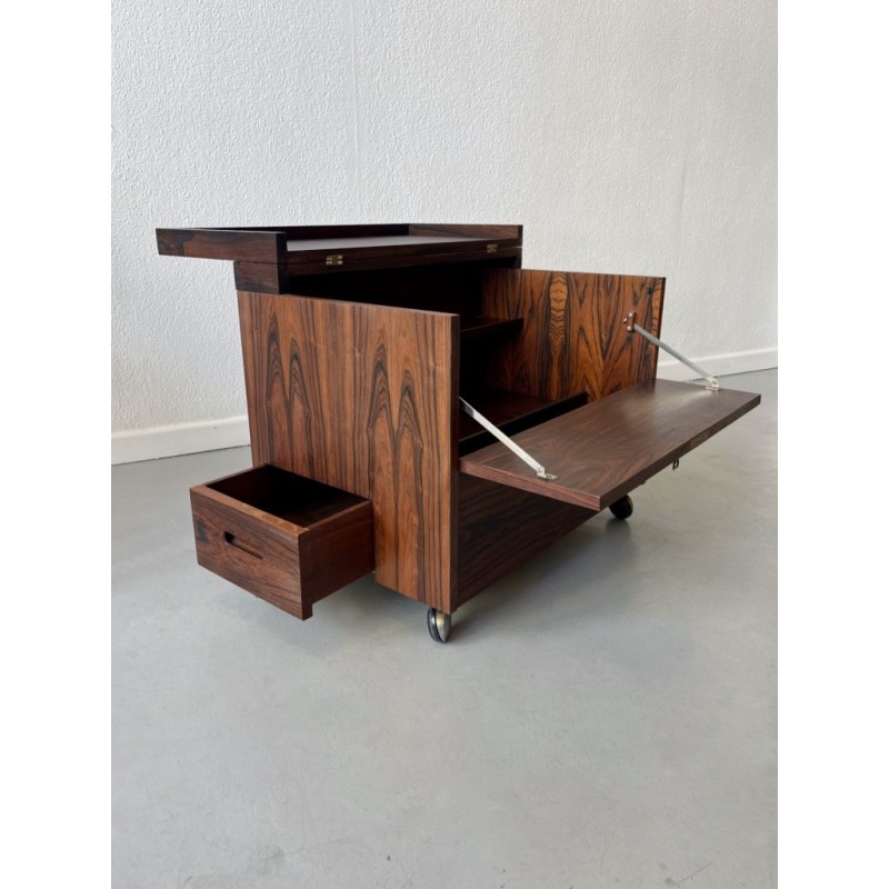 Vintage rosewood cube bar by Rolf Hesland for Bruskbo, Norway 1960