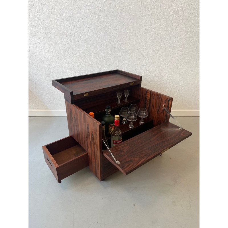 Vintage rosewood cube bar by Rolf Hesland for Bruskbo, Norway 1960