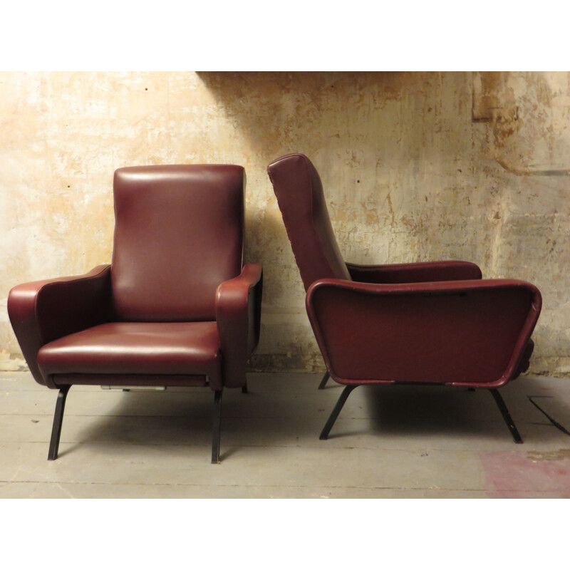 Paire de fauteuils lounge Italiens réglables - 1950