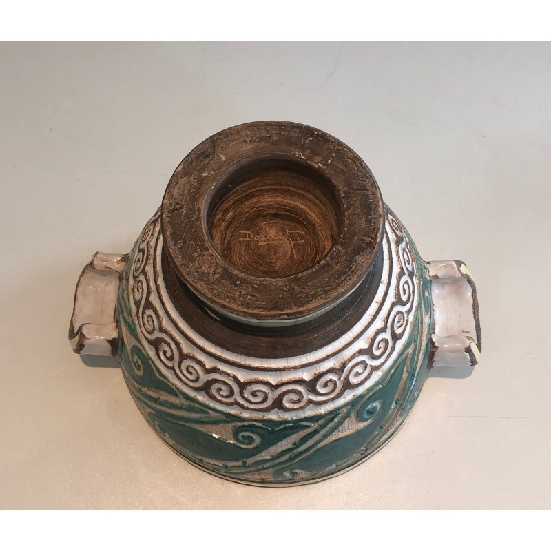 Vintage ceramic covered pot by Paul Dordet, France 1970