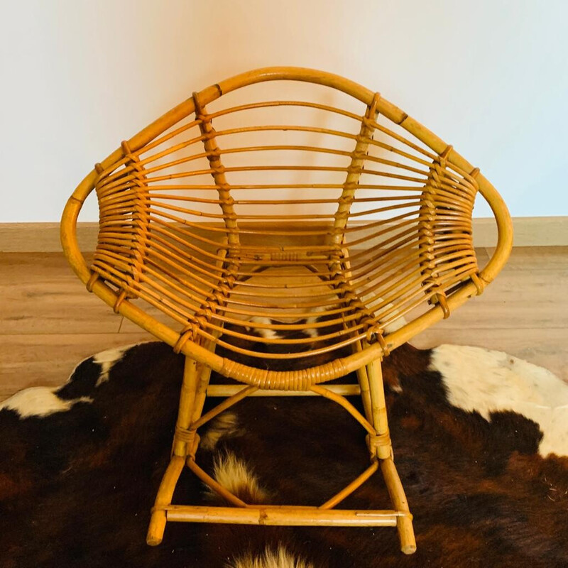 Vintage rotan schommelstoel voor kinderen