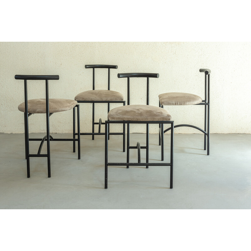 Conjunto de 4 cadeiras vintage em metal de Tóquio, de Rodney kinsman, 1980