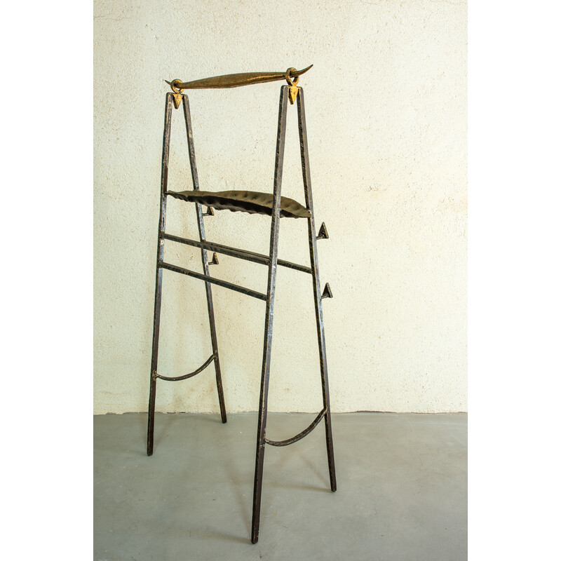 Vintage welded iron bedside and storage trays by Jean Jacques Argueyrolles