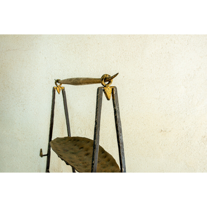 Vintage welded iron bedside and storage trays by Jean Jacques Argueyrolles