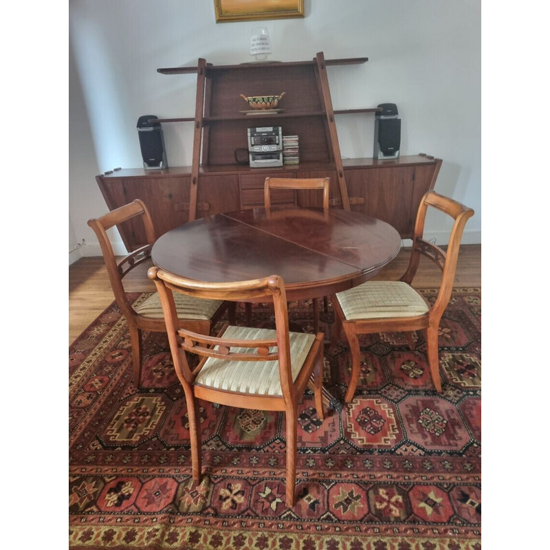 Vintage dining set in mahogany and fabric