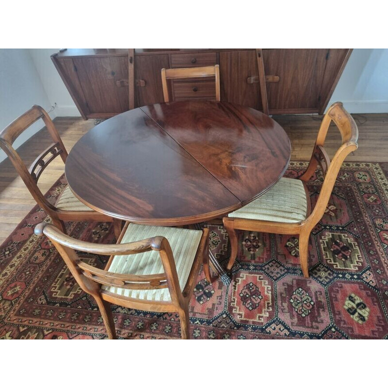 Vintage dining set in mahogany and fabric