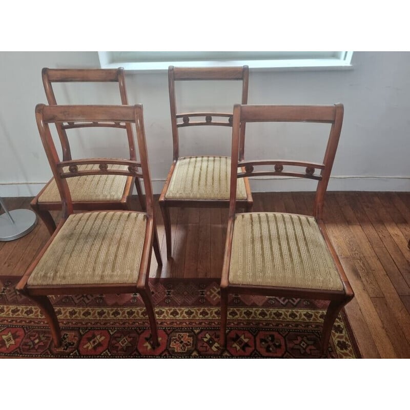 Vintage dining set in mahogany and fabric