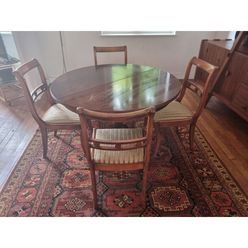 Vintage dining set in mahogany and fabric