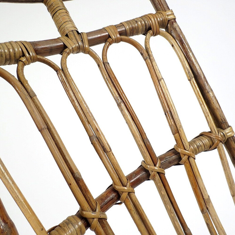 Set of 6 hand made rattan chairs - 1970s