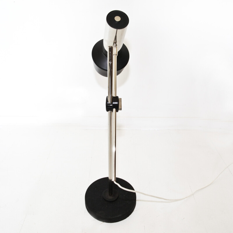Mid century chrome and black metal table lamp - 1960s