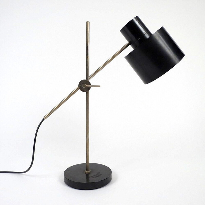 Lampe de bureau noire en métal et réglable - 1960