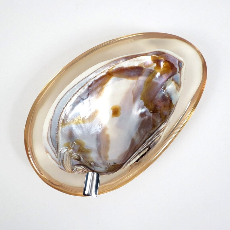 Shell and perspex multicolored ash tray - 1970s