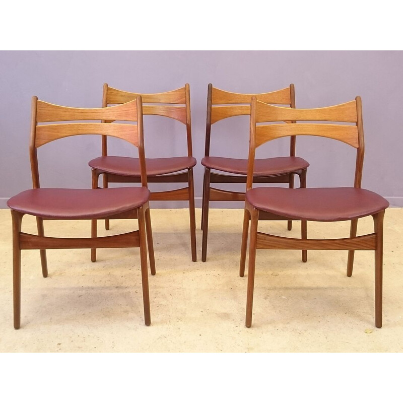 Set of 4 chairs model 3140 by Erik Buck for Christensen - 1960s