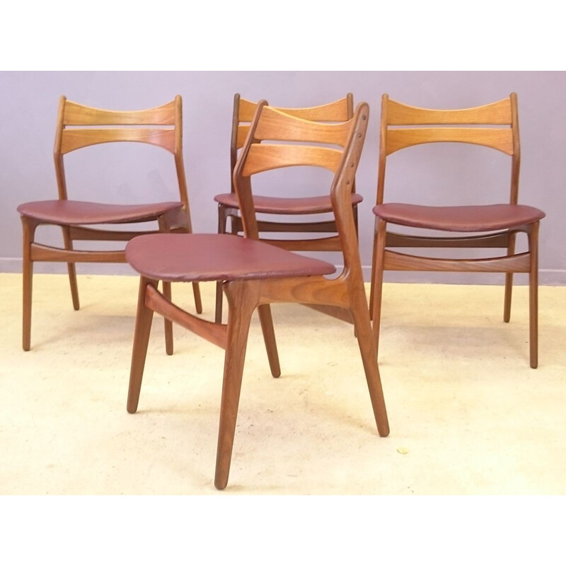 Set of 4 chairs model 3140 by Erik Buck for Christensen - 1960s