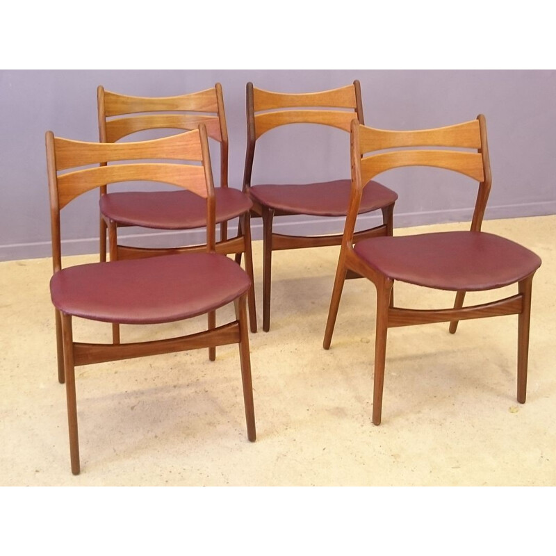 Set of 4 chairs model 3140 by Erik Buck for Christensen - 1960s