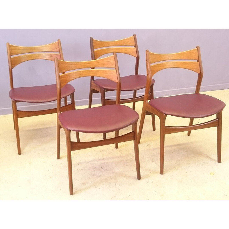 Set of 4 chairs model 3140 by Erik Buck for Christensen - 1960s