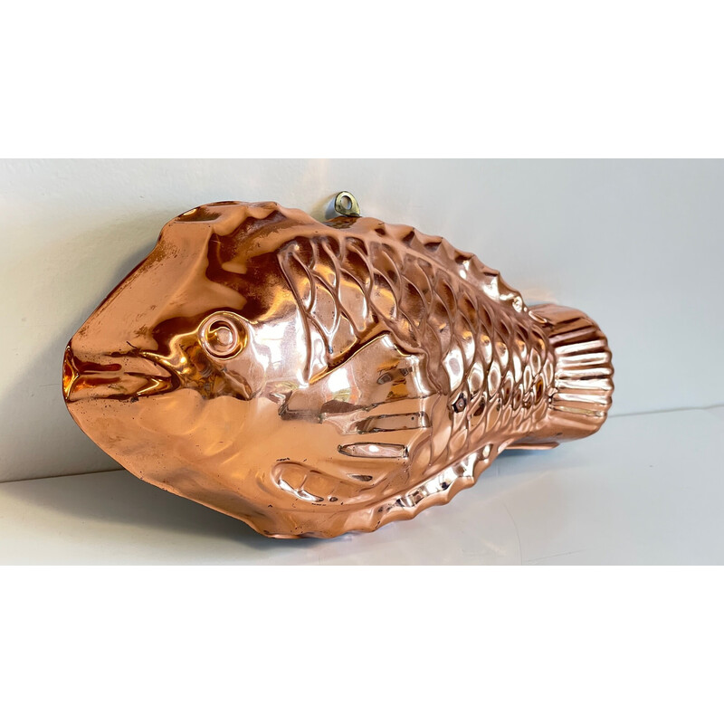 Vintage copper fish mould by Metalutil, Portugal