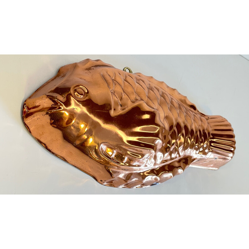 Vintage copper fish mould by Metalutil, Portugal