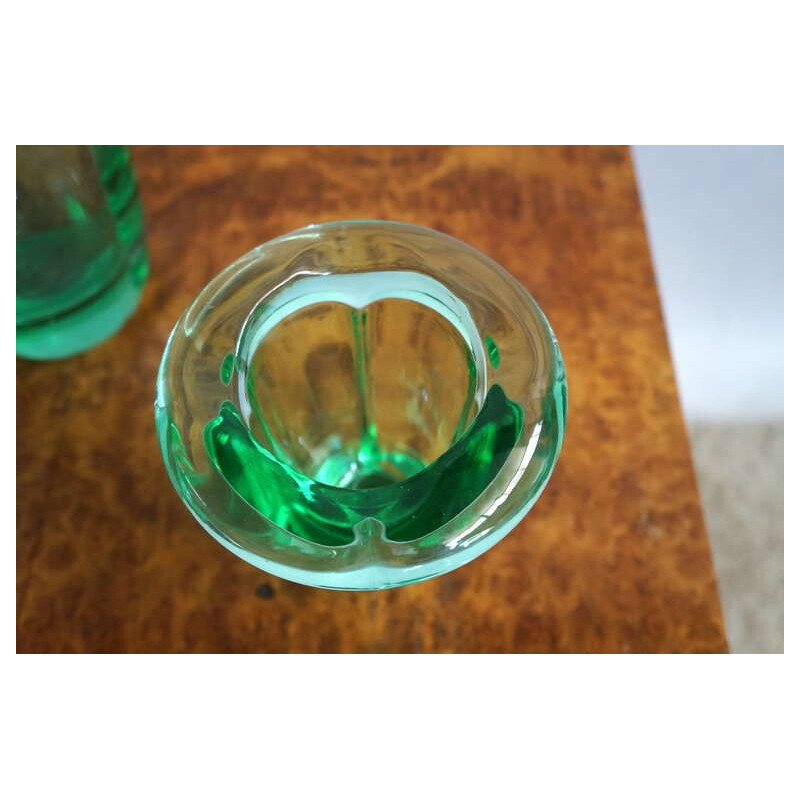 Paire de vases verts en cristal édition Daum - 1950