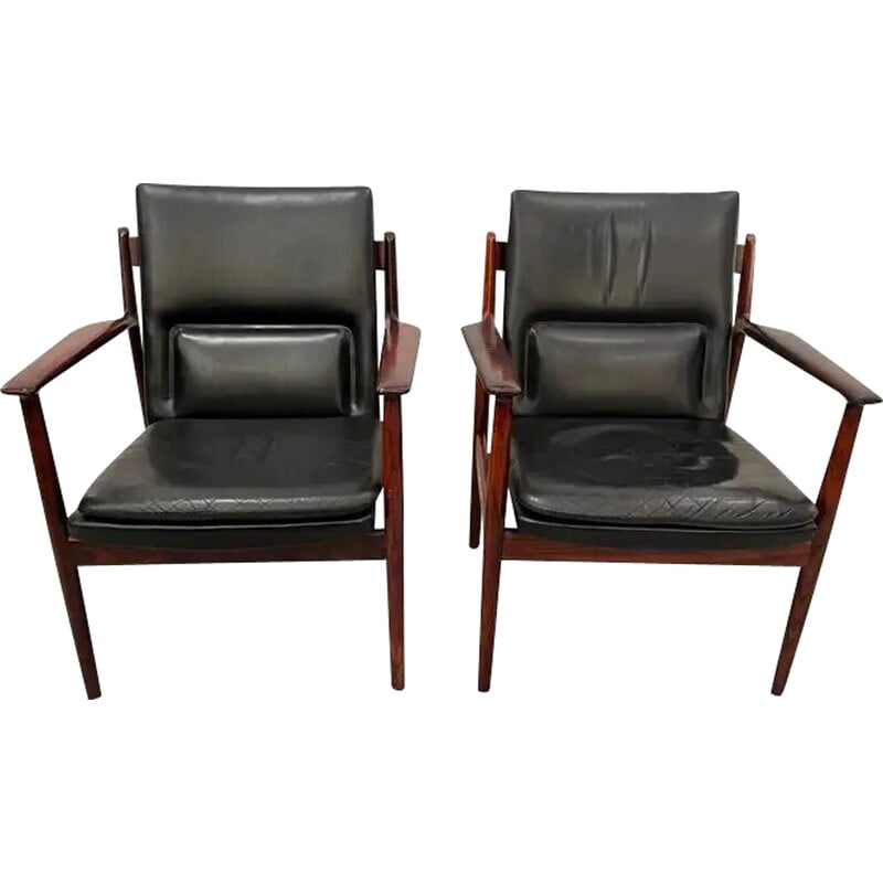 Pair of vintage rosewood armchairs by Arne Vodder for Sibast, Denmark 1950