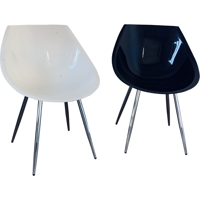 Par de cadeiras Lago vintage brancas e pretas de Philippe Starck