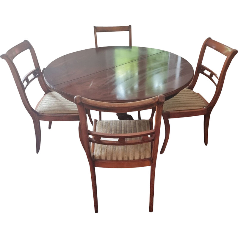 Vintage dining set in mahogany and fabric