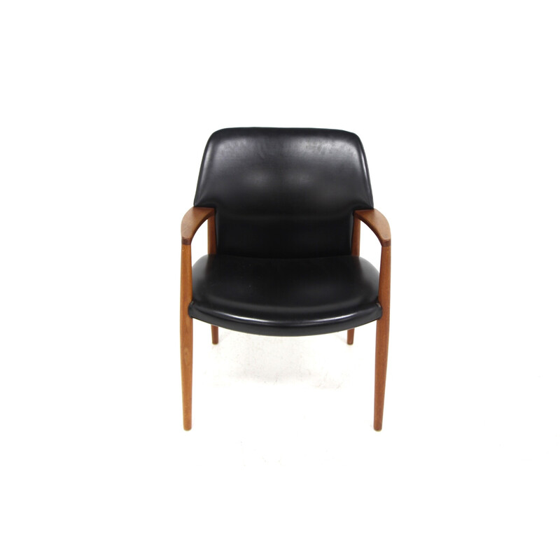 Fauteuil de bureau vintage en skaï par Ejnar Larsen et Axel Bender Madsen, Danemark 1960