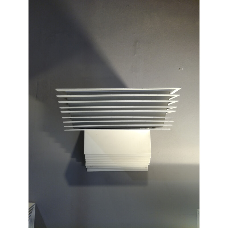 Set of 6 white wall lamps in metal  - 1980s