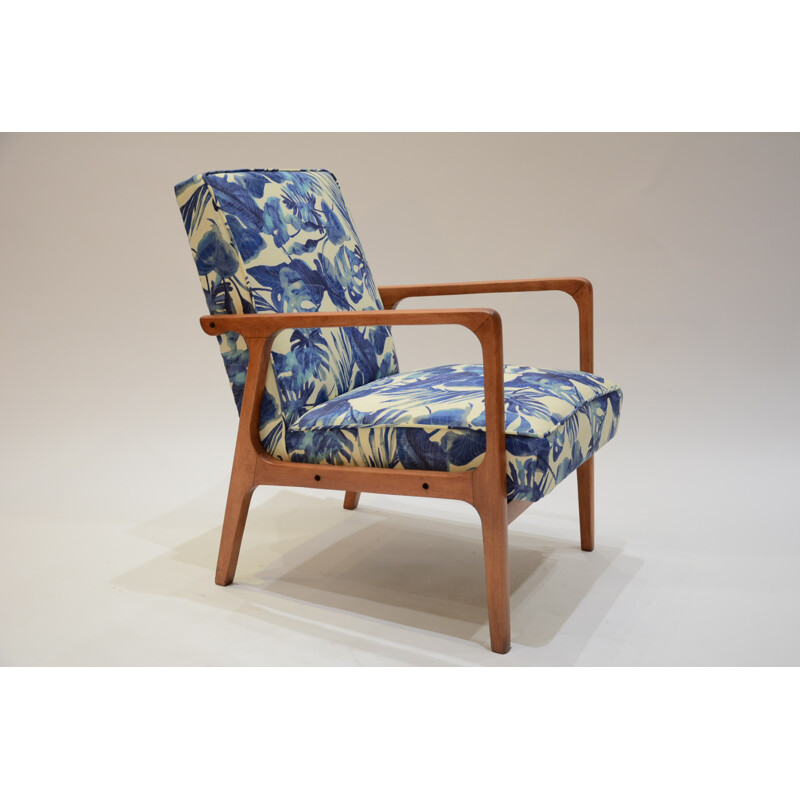 Armchair in blue fabric produced by Kadr - 1960s