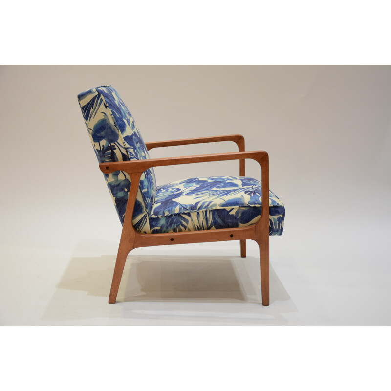 Armchair in blue fabric produced by Kadr - 1960s