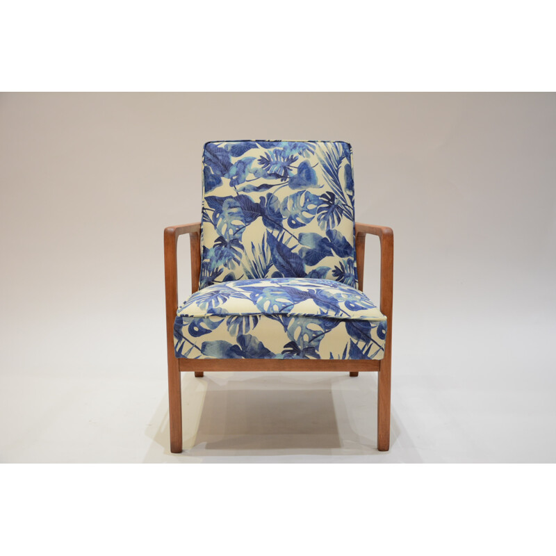 Armchair in blue fabric produced by Kadr - 1960s