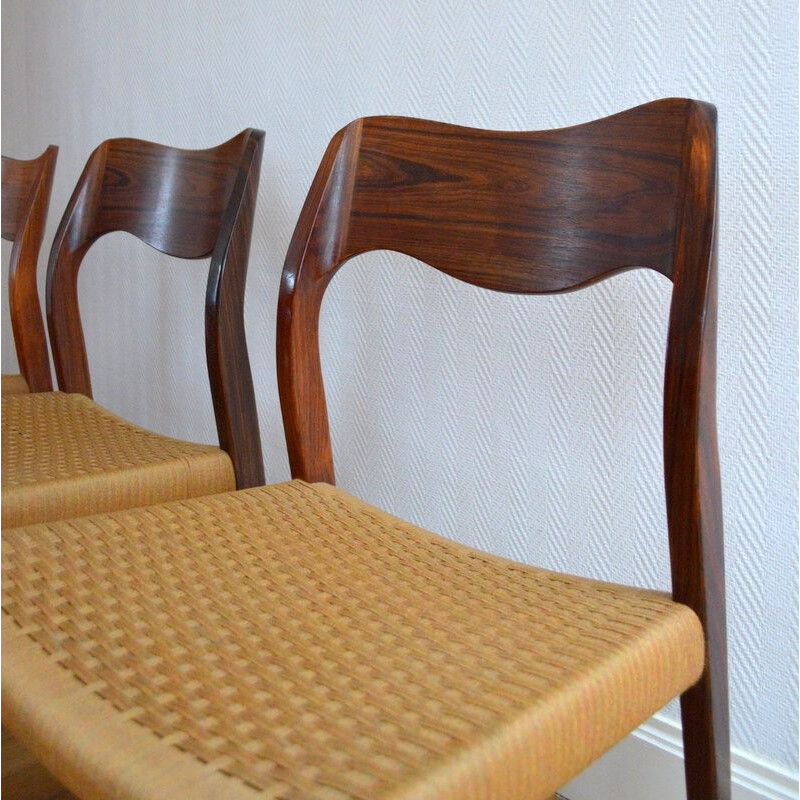 Set of six chairs by Niels O. MØLLER model 71 in Rio rosewood - 1950s