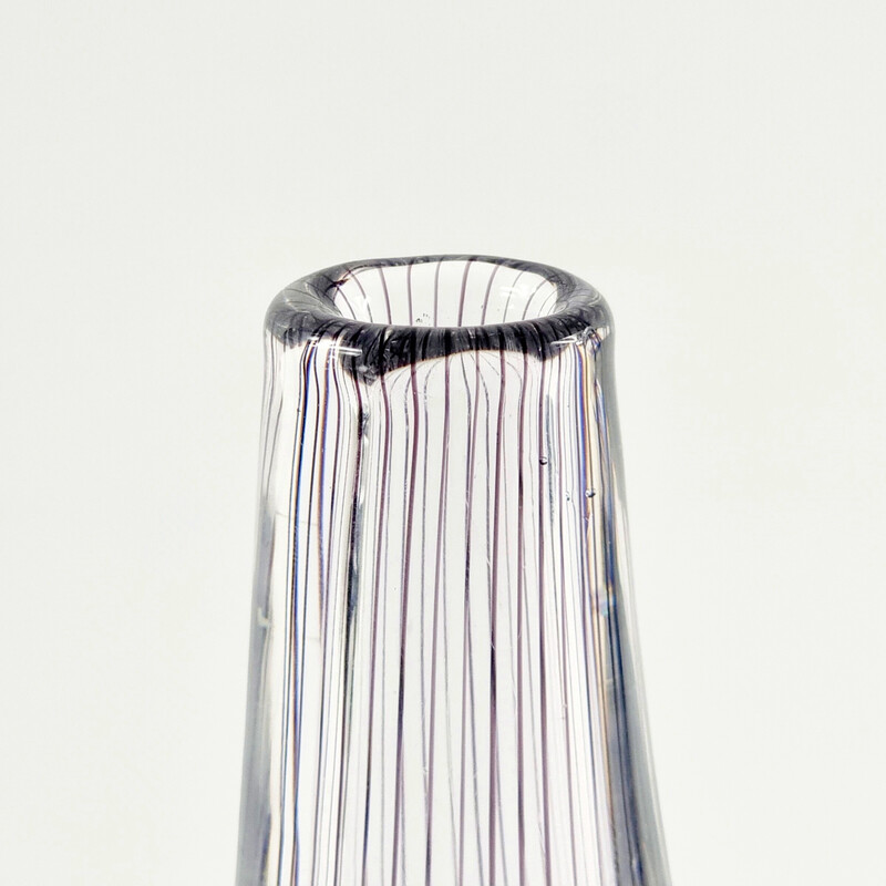 Mid-century Scandinavian striped glass vase by Vicke Lindstrand for Kosta, Sweden 1950s