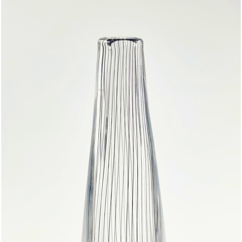 Mid-century Scandinavian striped glass vase by Vicke Lindstrand for Kosta, Sweden 1950s