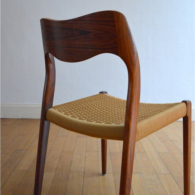 Suite de six chaises en palissandre de Rio par Niels O.Moller - 1950