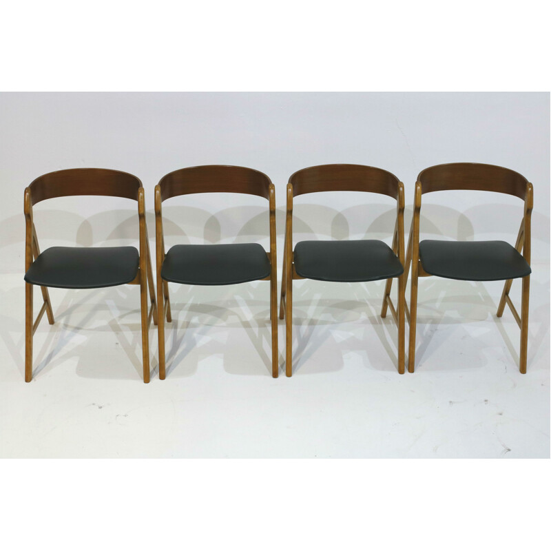 Set of 4 beech dining chairs by Henning Kjaernulf - 1960s