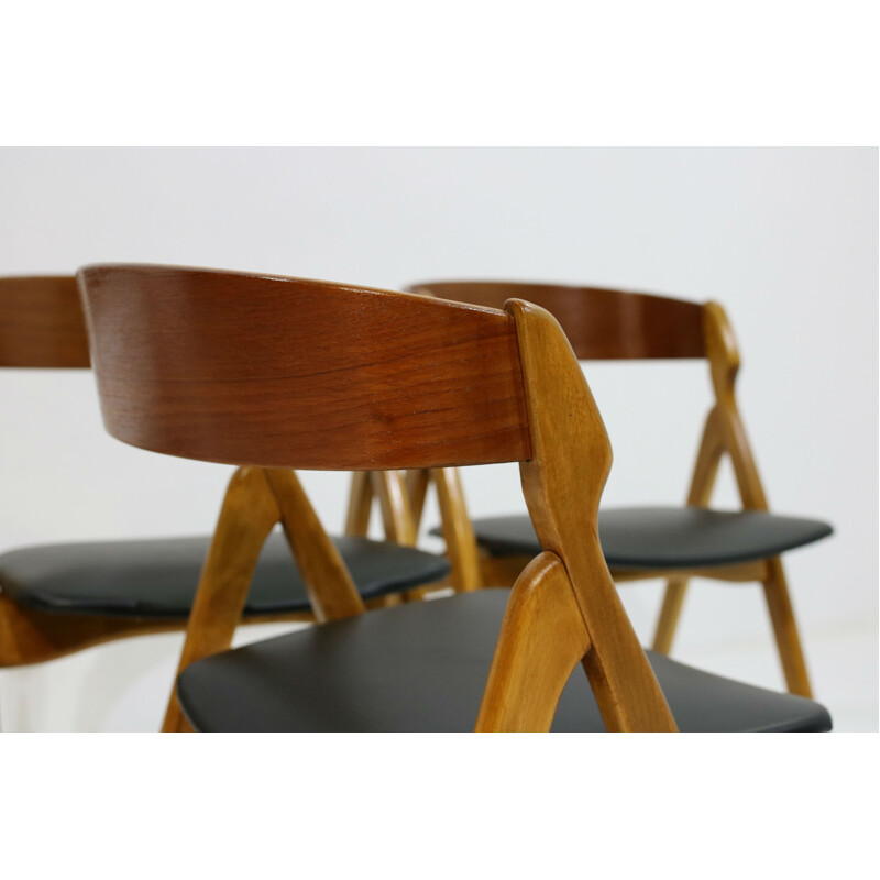 Set of 4 beech dining chairs by Henning Kjaernulf - 1960s