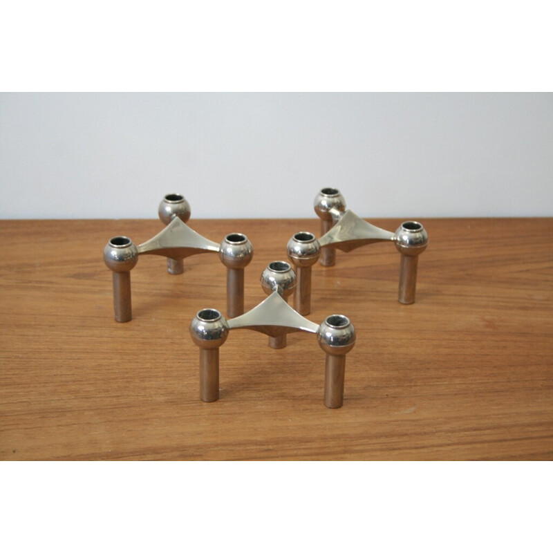 Series of 3 vintage modular candlesticks by Nagel, Germany 1970
