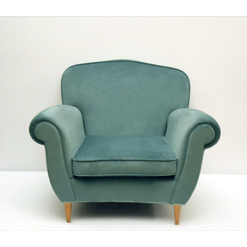 Fauteuil vintage en velours d'Ico Parisi, 1950