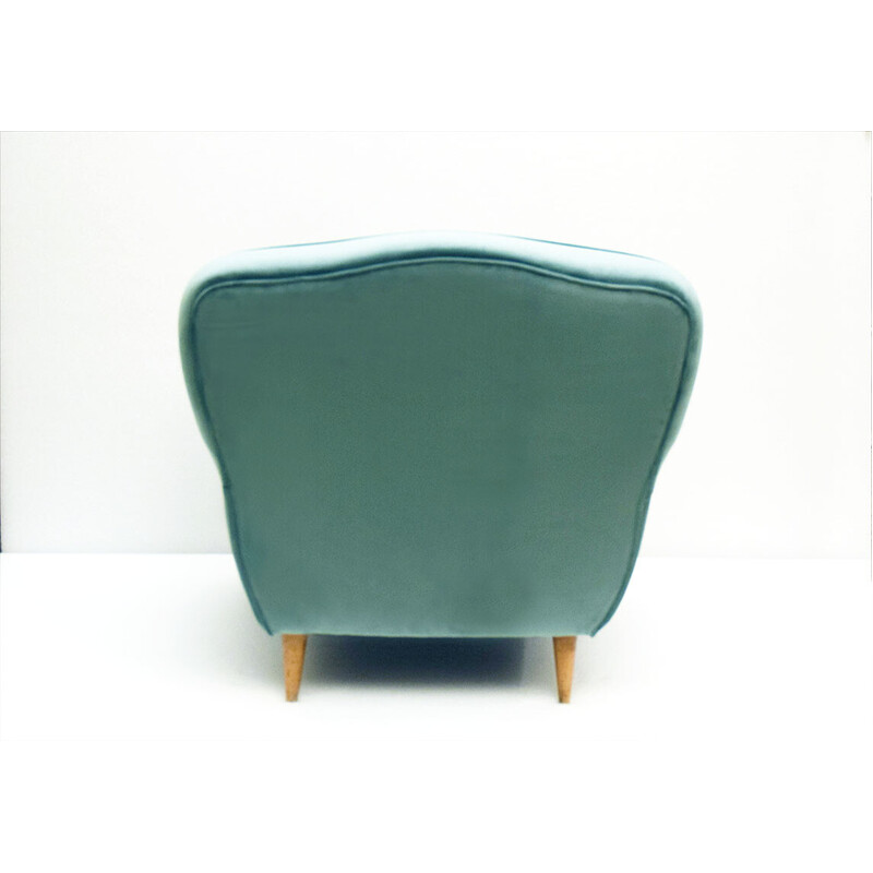 Vintage velvet armchair by Ico Parisi, 1950