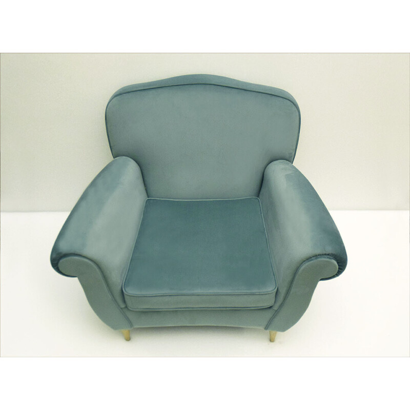 Fauteuil vintage en velours d'Ico Parisi, 1950