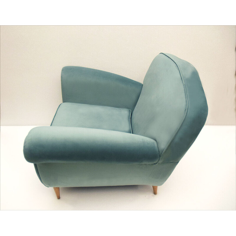 Vintage velvet armchair by Ico Parisi, 1950