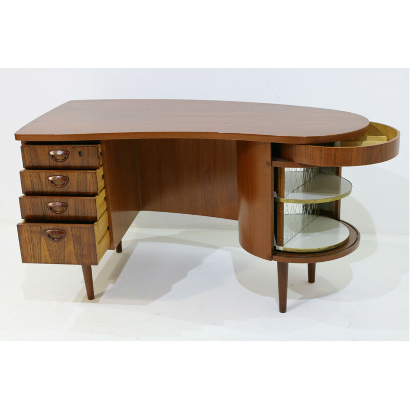 Teak kidney desk by Kai Kristiansen for Feldballe Mobelfabrik - 1960s