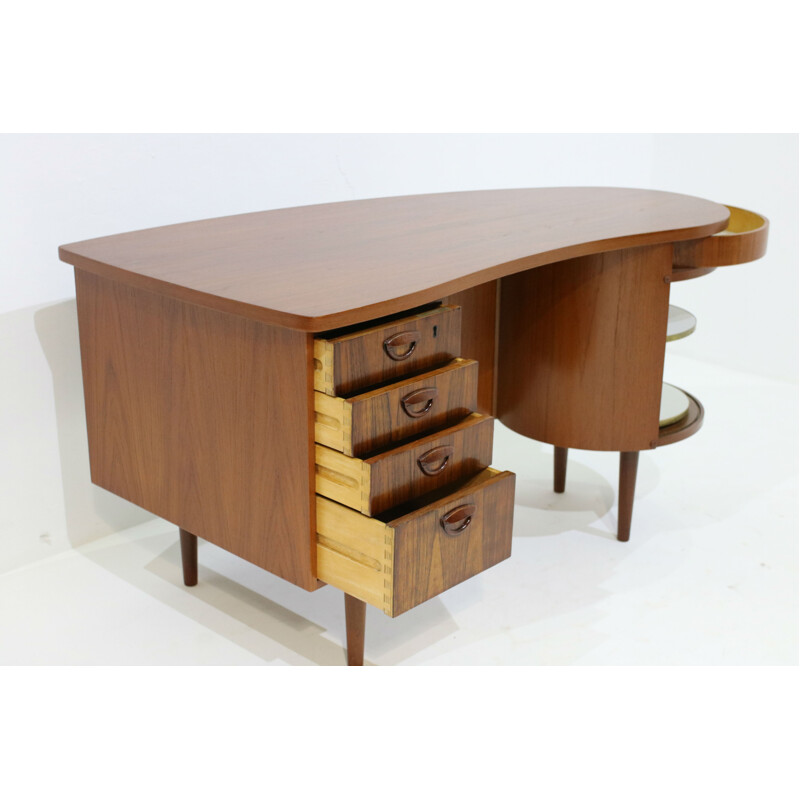 Teak kidney desk by Kai Kristiansen for Feldballe Mobelfabrik - 1960s