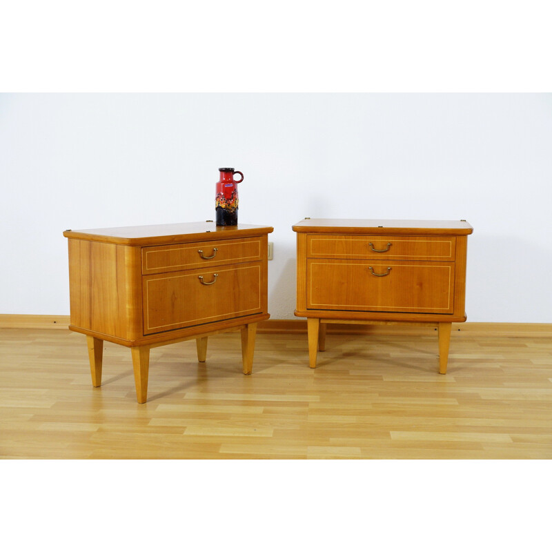 Pair of small cherrywood nightstands - 1960s