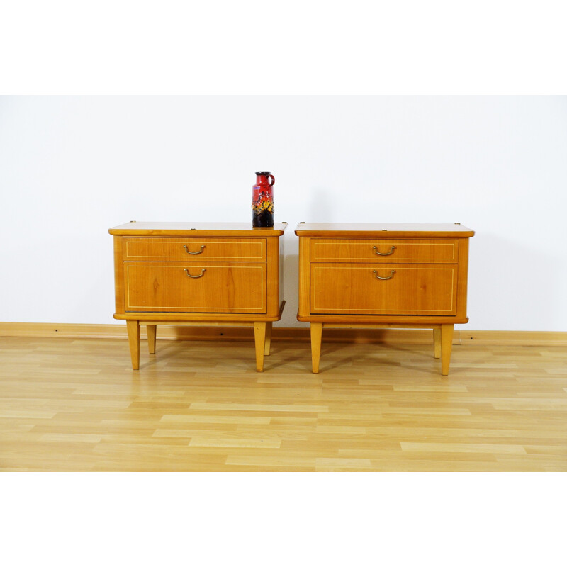 Pair of small cherrywood nightstands - 1960s